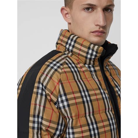 burberry reversible vintage check down filled puffer jacket|burberry check cropped puffer jacket.